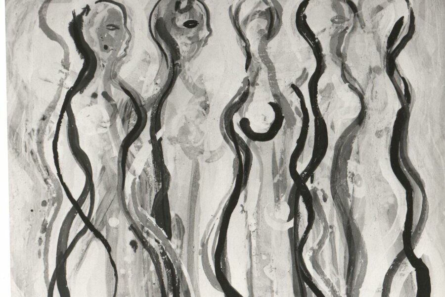 Ženy, strukturální malba, 87x119, 1985